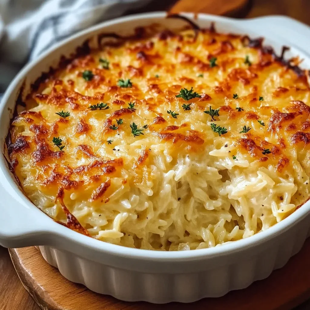 Cheesy Baked Orzo