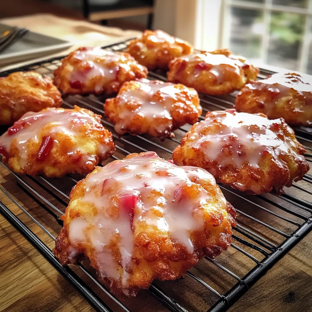 Baked Rhubarb Fritters with Sweet Glaze Recipe