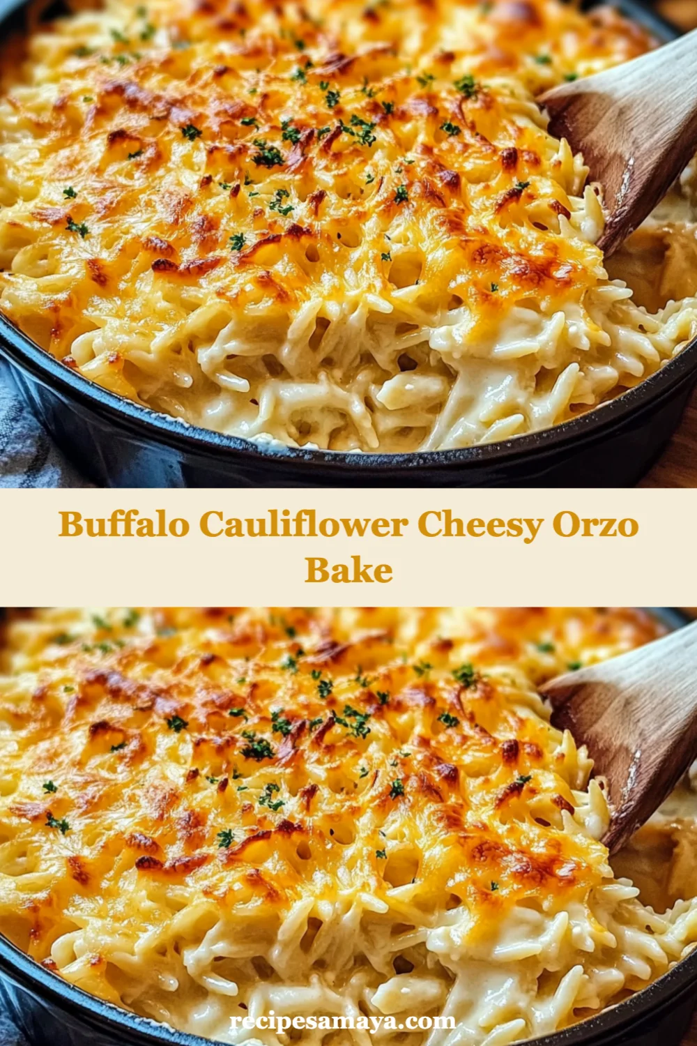 Irresistible Buffalo Cauliflower Cheesy Orzo Bake Recipe You Need to Try Today!