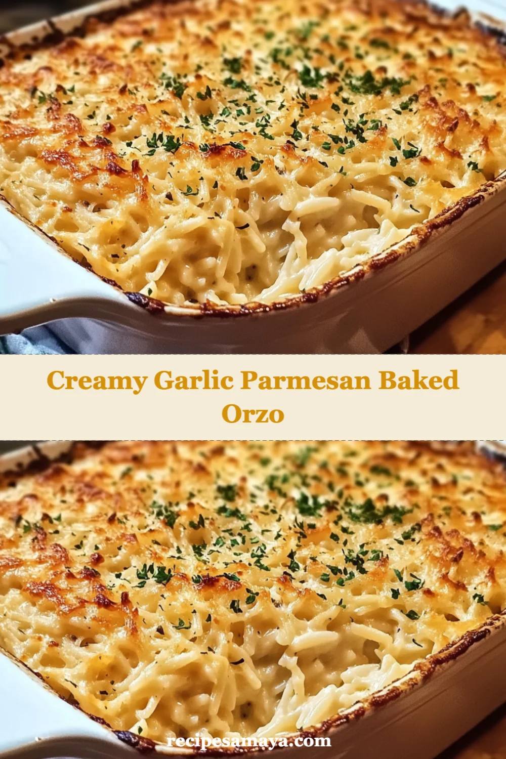 Creamy Garlic Parmesan Baked Orzo Recipe
