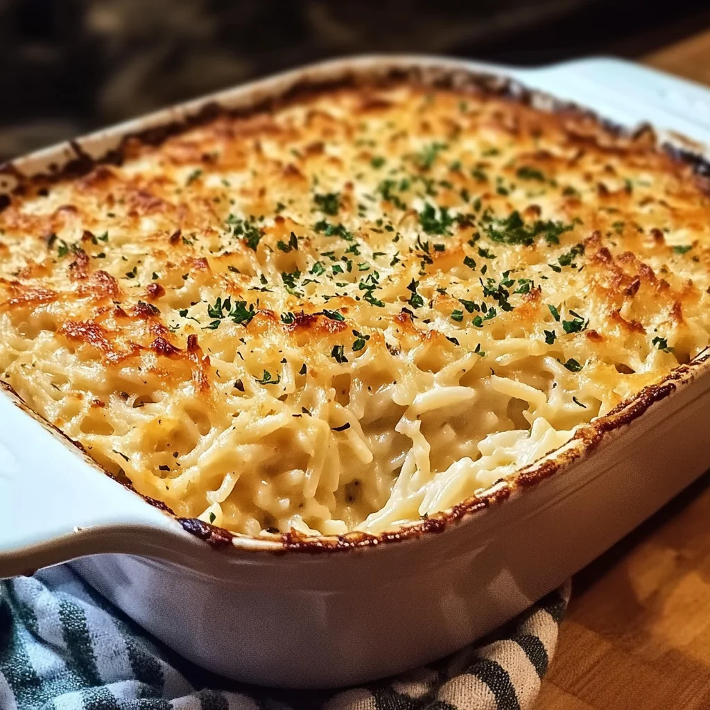 Creamy Garlic Parmesan Baked Orzo Recipe