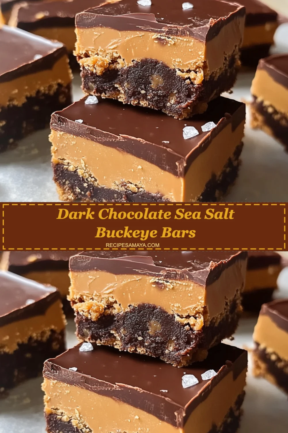 Dark Chocolate Sea Salt Buckeye Bars Recipe
