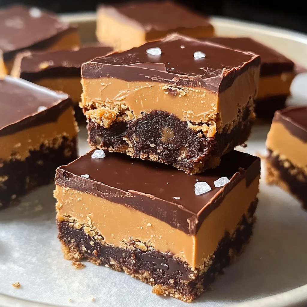 Dark Chocolate Sea Salt Buckeye Bars Recipe