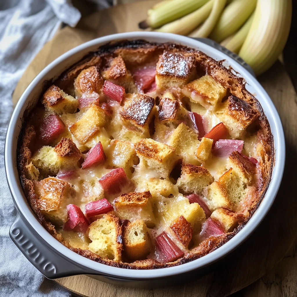 Delicious Rhubarb Bread Pudding Recipe
