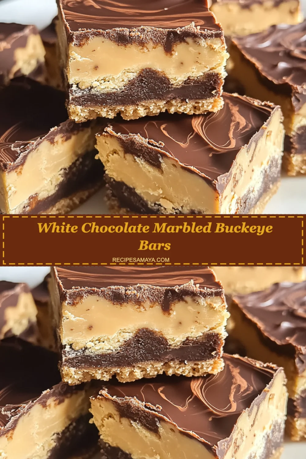White Chocolate Marbled Buckeye Bars Recipe