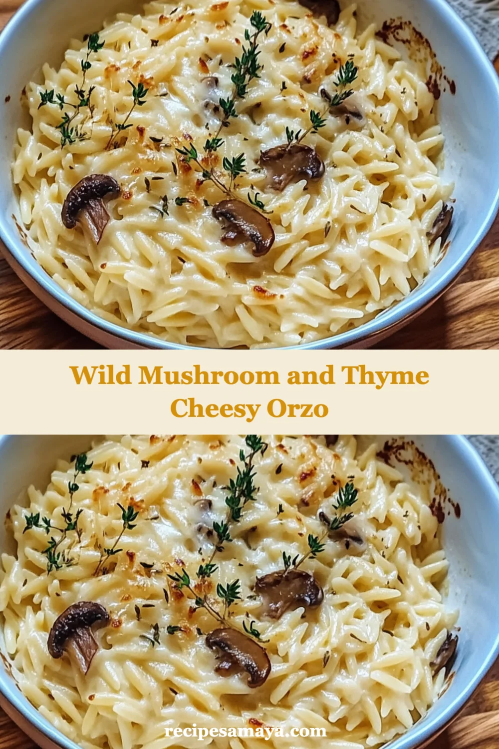 Wild Mushroom and Thyme Cheesy Orzo Recipe