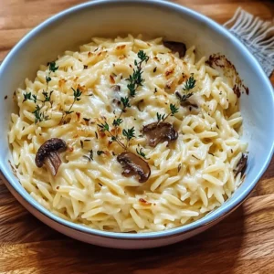 Wild Mushroom and Thyme Cheesy Orzo Recipe